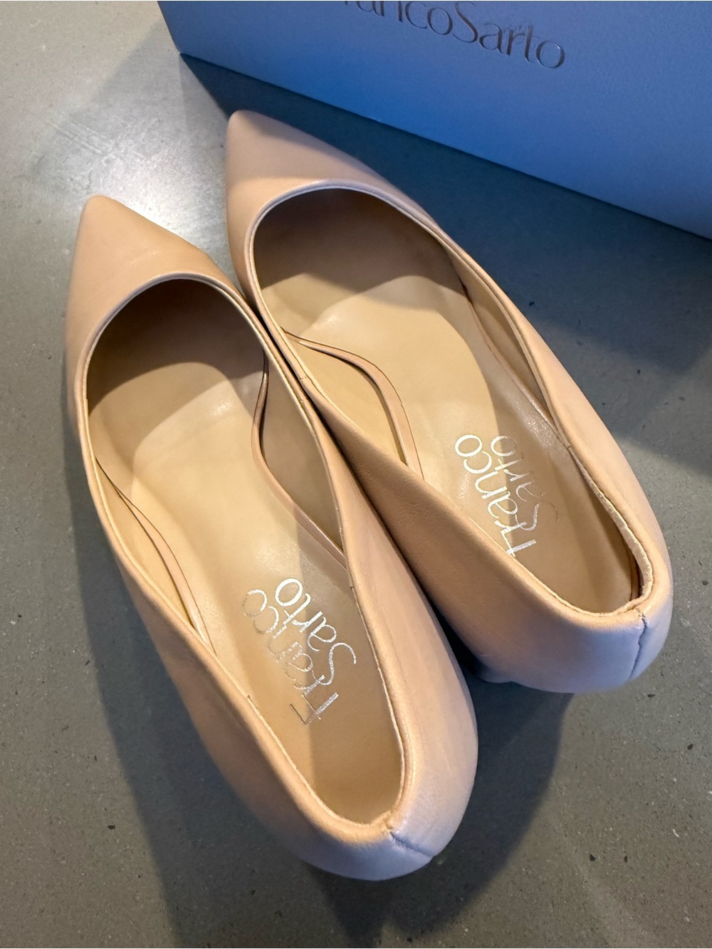Franco Sarto Pointed Toe Flats in Nude Blush